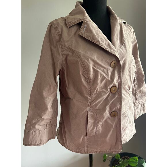 Sigrid Olsen Taupe tan button front blazer jacket pockets lightweight plus 14 - Picture 2 of 8